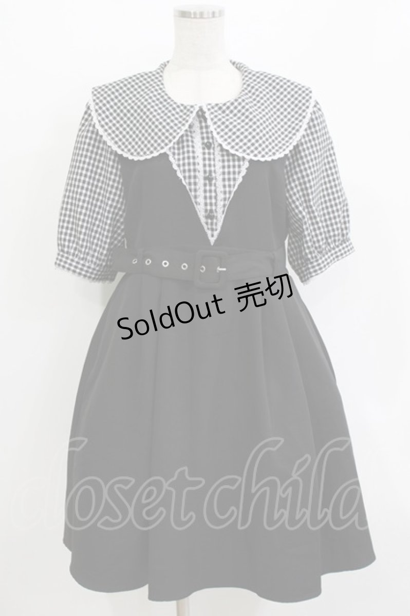 画像1: DearMyLove / 重ね着風ワンピース 3L ブラック/ギンガム H-26-05-20-027-GO-OP-NS-ZH (1)
