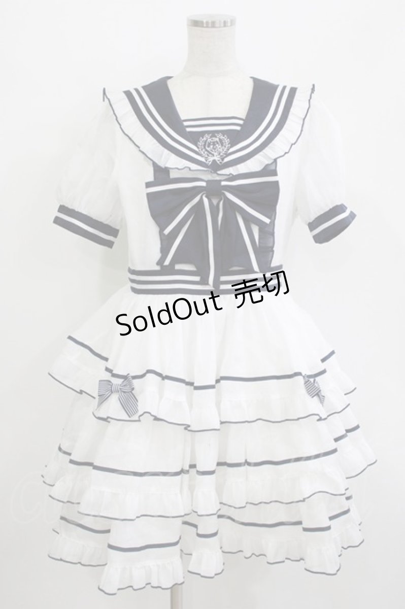 画像1: To Alice / マリンキャットセーラーティアードワンピース M オフ/ネイビー H-26-05-20-028-LO-SK-NS-ZH (1)