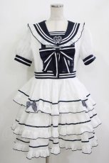 画像1: To Alice / マリンキャットセーラーティアードワンピース M オフ/ネイビー H-26-05-20-028-LO-SK-NS-ZH (1)