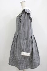 画像2: DearMyLove / 配色角襟フリルタックワンピース 4L/ショート丈 ブラックチェック H-26-05-20-029-LO-OP-NS-ZH (2)