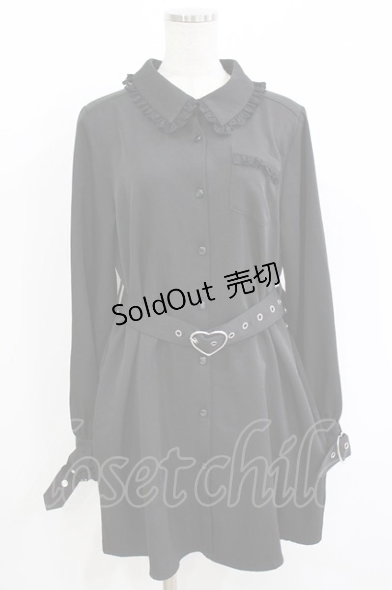 画像1: DearMyLove / ハートベルトレースシャツワンピ 3L ブラック H-26-05-20-035-GO-OP-NS-ZH (1)
