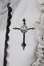 画像4: DearMyLove / 十字架刺繍フリルシスタージャージワンピース 3L/チュニック丈 ブラック/グレー H-26-05-20-036-GO-OP-NS-ZH (4)