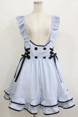 画像1: To Alice / 肩フリルジャンパースカート L サックス H-26-05-20-004-LO-OP-NS-ZH (1)