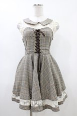 画像1: LIZ LISA / レース×チェックワンピース 0 ブラウン H-26-05-20-1034-LO-OP-NS-ZH (1)