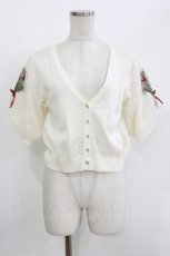 画像1: axes femme / ブーケ刺繍ショートカーデ M オフ H-26-05-20-052-AX-TO-NS-ZH (1)