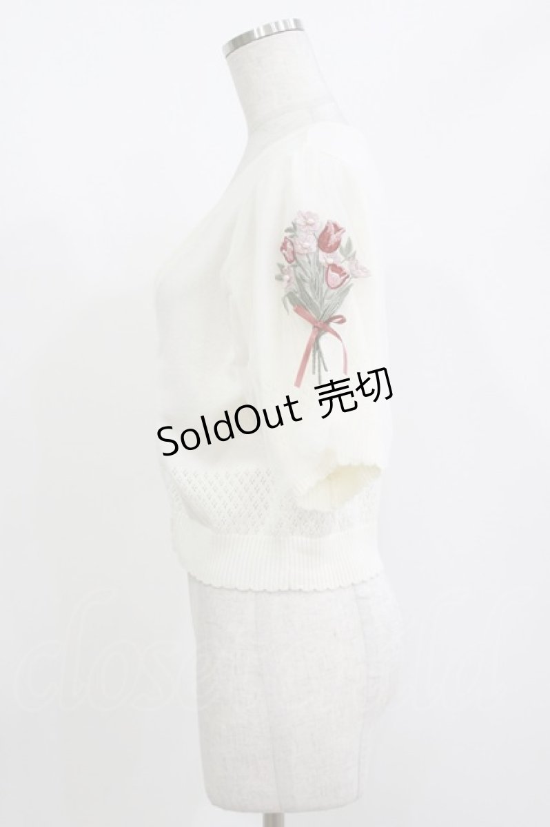 画像2: axes femme / ブーケ刺繍ショートカーデ M オフ H-26-05-20-052-AX-TO-NS-ZH (2)