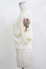 画像2: axes femme / ブーケ刺繍ショートカーデ M オフ H-26-05-20-052-AX-TO-NS-ZH (2)