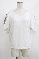 画像1: axes femme / 袖刺繍プルオーバー M 白 H-26-05-20-053-AX-TO-NS-ZH (1)