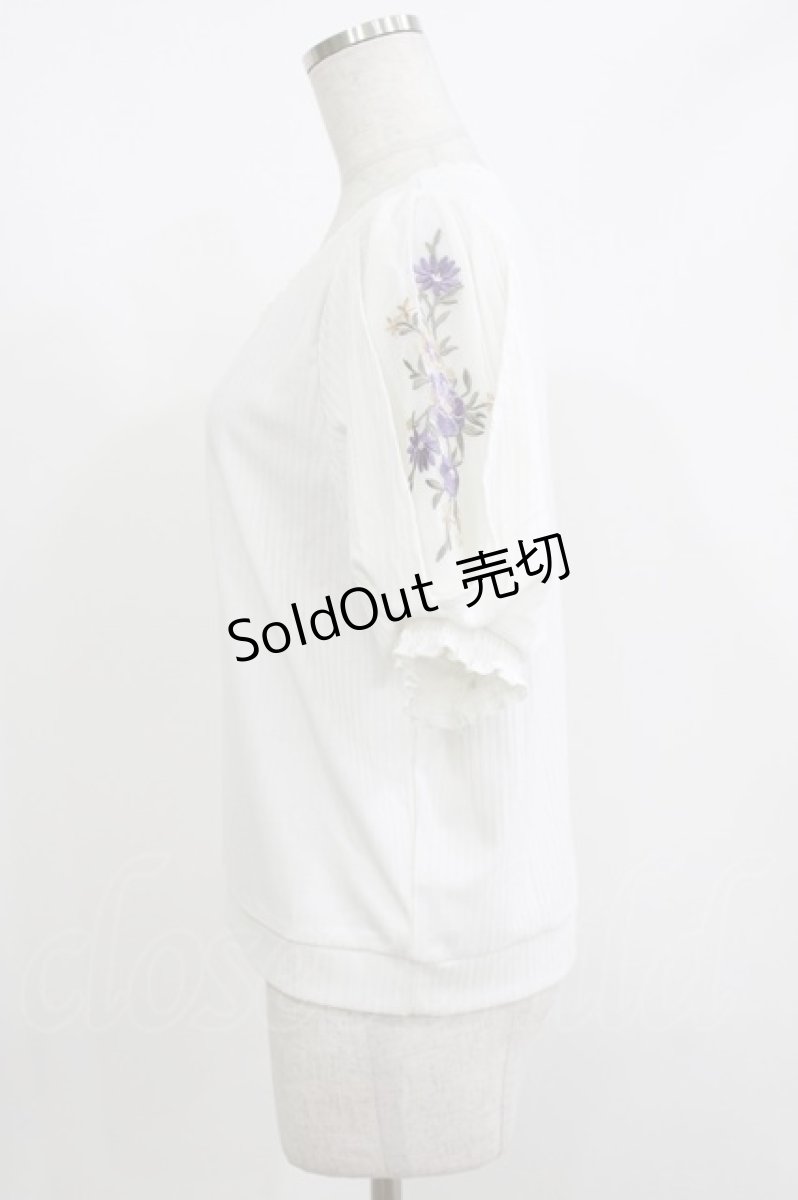 画像2: axes femme / 袖刺繍プルオーバー M 白 H-26-05-20-053-AX-TO-NS-ZH (2)