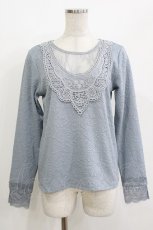 画像1: axes femme / モチーフレースジャガードカットプルオーバー M ブルー H-26-05-20-058-AX-TO-NS-ZH (1)