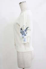 画像2: axes femme / すずらん刺繍半袖ニットカーディガン M 白 H-26-05-20-062-AX-TO-NS-ZH (2)