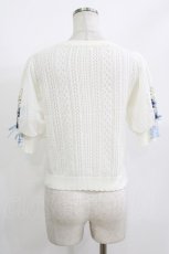 画像3: axes femme / すずらん刺繍半袖ニットカーディガン M 白 H-26-05-20-062-AX-TO-NS-ZH (3)