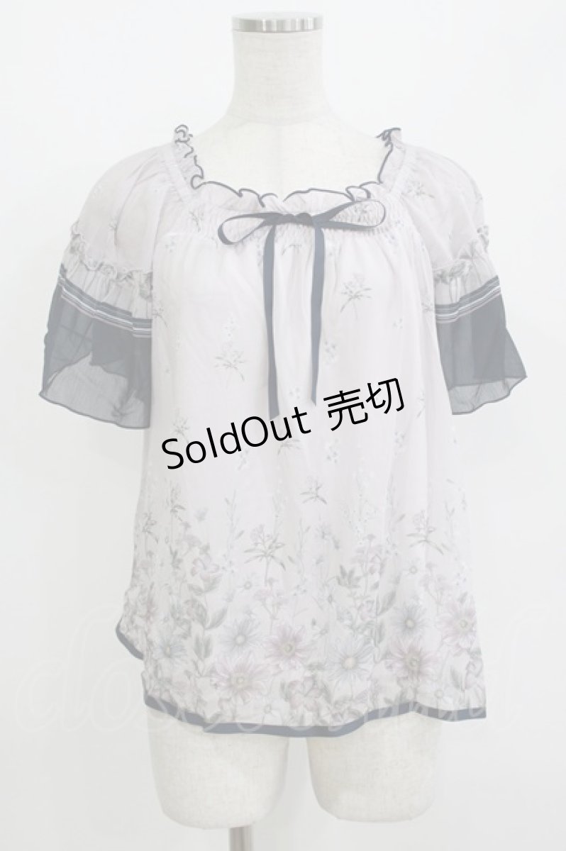 画像1: axes femme / アネモネ柄パイピングブラウス M ラベンダー H-26-05-20-063-AX-BL-NS-ZH (1)