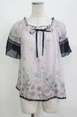 画像1: axes femme / アネモネ柄パイピングブラウス M ラベンダー H-26-05-20-063-AX-BL-NS-ZH (1)