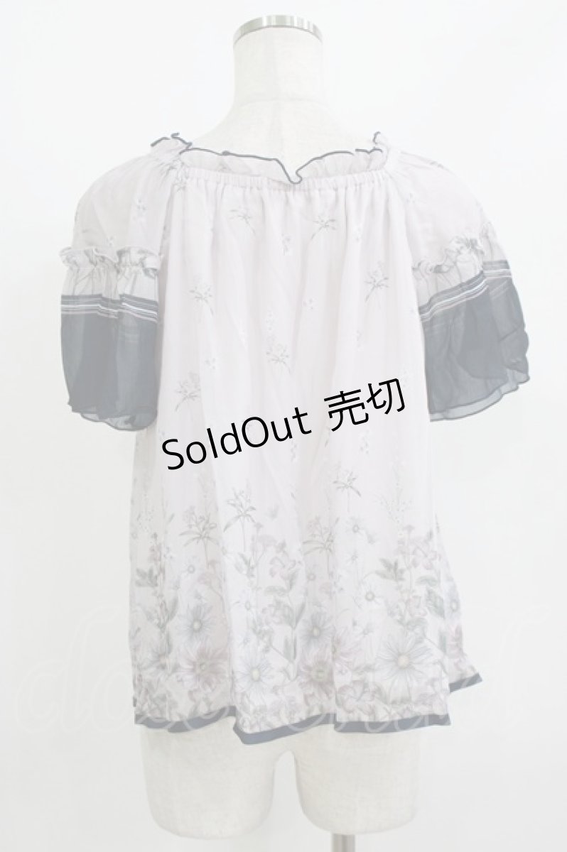 画像2: axes femme / アネモネ柄パイピングブラウス M ラベンダー H-26-05-20-063-AX-BL-NS-ZH (2)