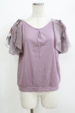 画像1: axes femme / チュール刺繍フレア袖リブプルオーバー M パープル H-26-05-20-067-AX-TO-NS-ZH (1)