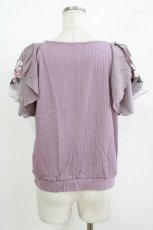画像3: axes femme / チュール刺繍フレア袖リブプルオーバー M パープル H-26-05-20-067-AX-TO-NS-ZH (3)