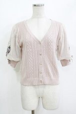 画像1: axes femme / すずらん刺繍半袖ニットカーディガン M ピンク H-26-05-20-068-AX-TO-NS-ZH (1)
