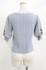 画像3: axes femme / すずらん刺繍半袖ニットカーディガン M ブルー H-26-05-20-069-AX-TO-NS-ZH (3)
