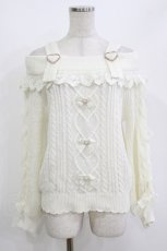 画像1: LIZ LISA / レースアップスリーブオフショルニット Free 白 H-26-05-20-070-LO-TO-NS-ZH (1)