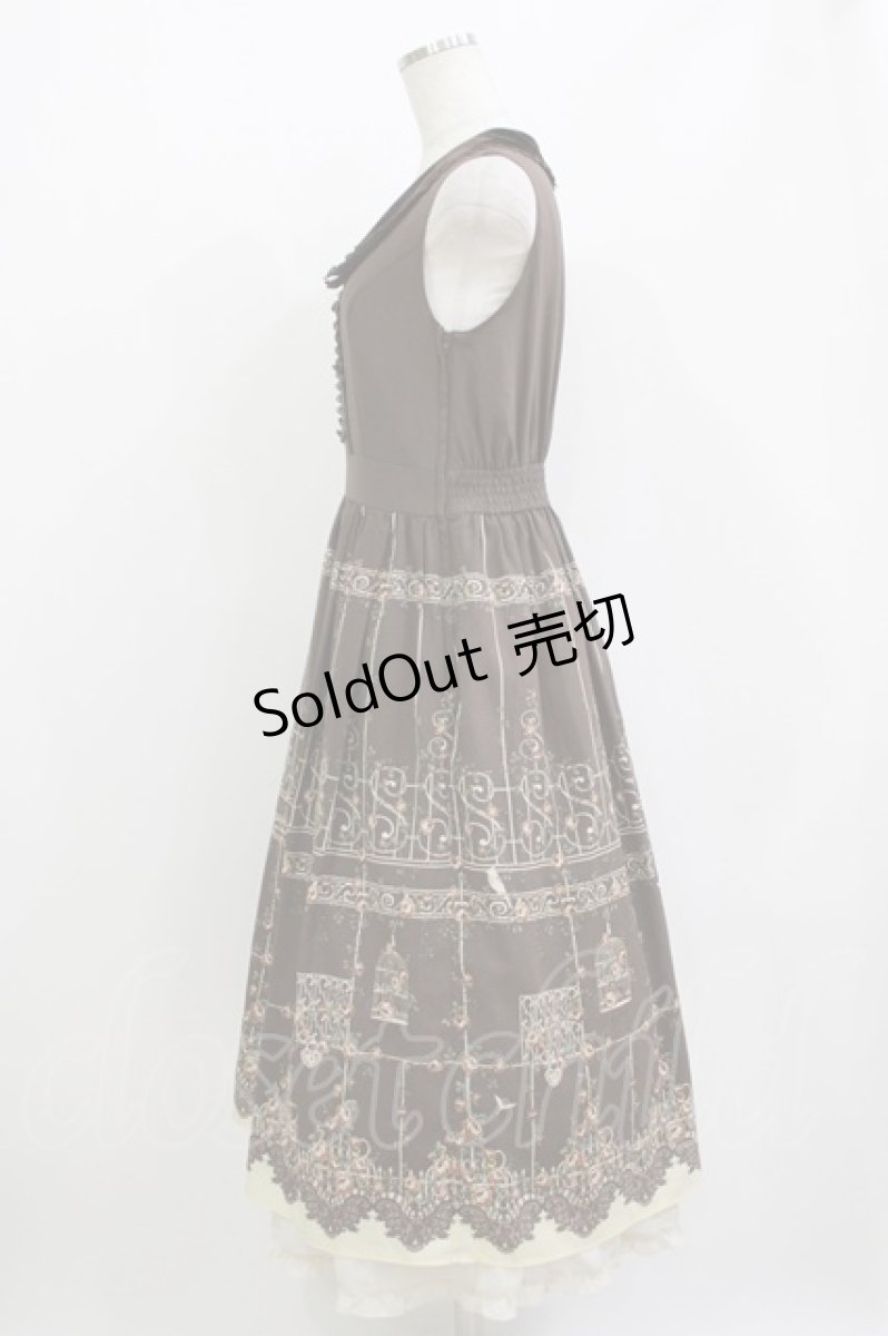 画像2: axes femme / 鳥かごパネル柄ワンピース M ブラウン H-26-05-20-007-AX-OP-NS-ZH (2)