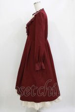 画像2: axes femme / ブローチ付ブロッキングワンピース M ワイン H-26-05-20-008-AX-OP-NS-ZH (2)