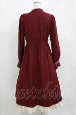 画像3: axes femme / ブローチ付ブロッキングワンピース M ワイン H-26-05-20-008-AX-OP-NS-ZH (3)