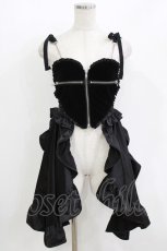 画像1: AVENCHUMU / Zip heart ＆ chain ruffle gilet FREE 黒 H-26-05-21-032-LO-TO-AK-ZH (1)