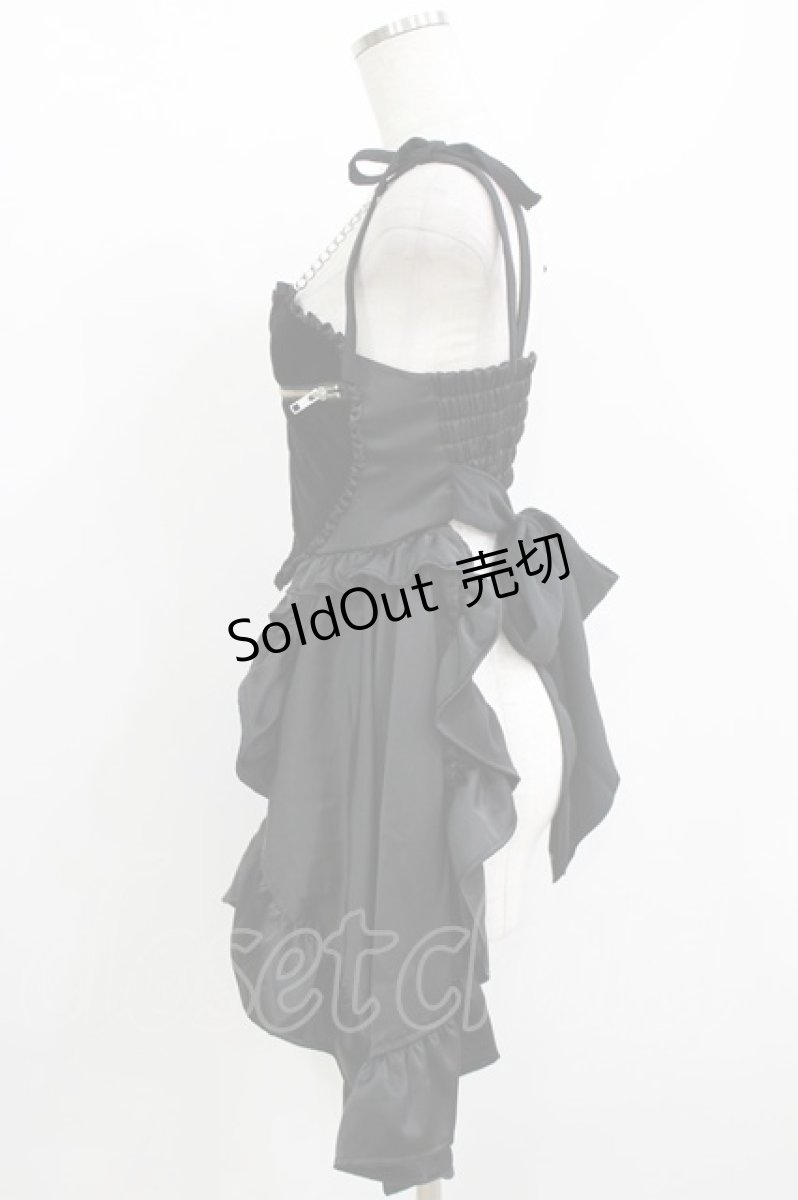 画像2: AVENCHUMU / Zip heart ＆ chain ruffle gilet FREE 黒 H-26-05-21-032-LO-TO-AK-ZH (2)