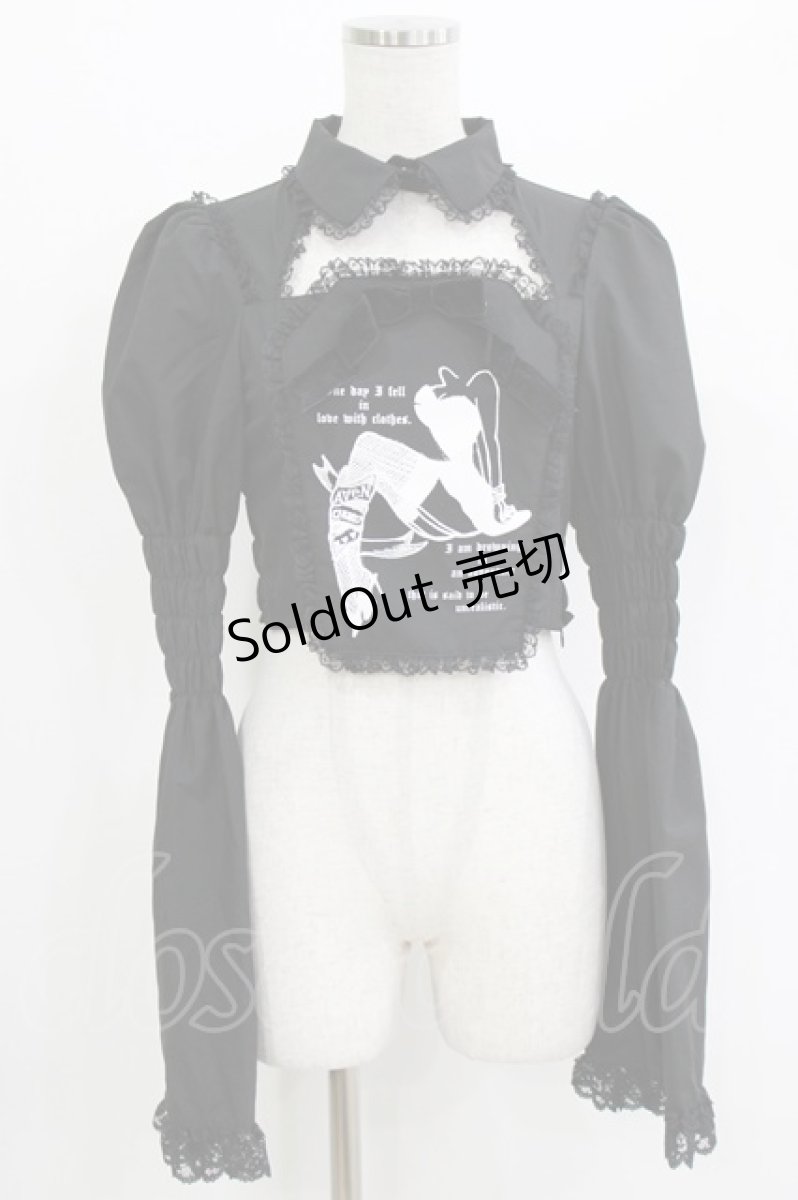 画像1: AVENCHUMU / Flare sleeve coffin print blouse F 黒 H-26-05-21-040-LO-TO-AK-ZH (1)