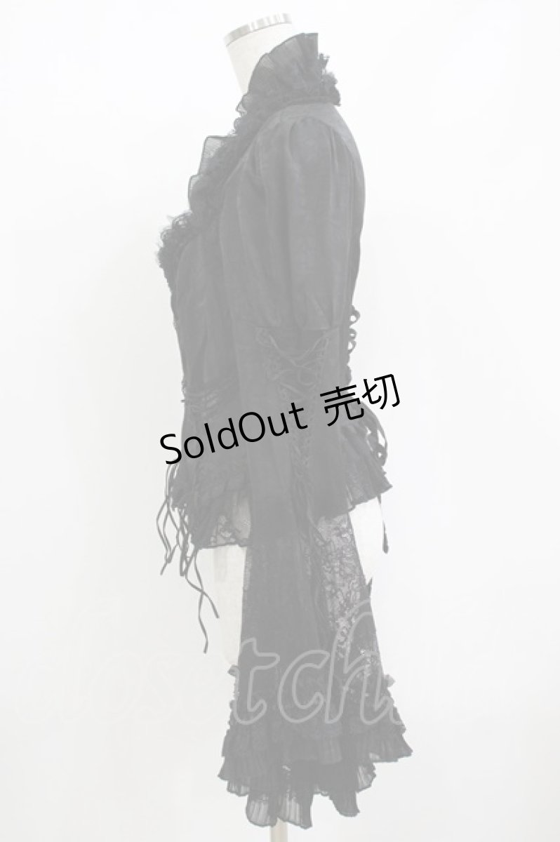 画像2: PUNK RAVE / Gothic Lace-Up Victorian Blouse with Bell Sleeves S 黒 H-26-05-21-043-PU-TO-AK-ZH (2)