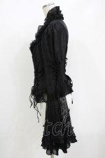 画像2: PUNK RAVE / Gothic Lace-Up Victorian Blouse with Bell Sleeves S 黒 H-26-05-21-043-PU-TO-AK-ZH (2)