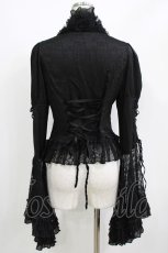 画像3: PUNK RAVE / Gothic Lace-Up Victorian Blouse with Bell Sleeves S 黒 H-26-05-21-043-PU-TO-AK-ZH (3)