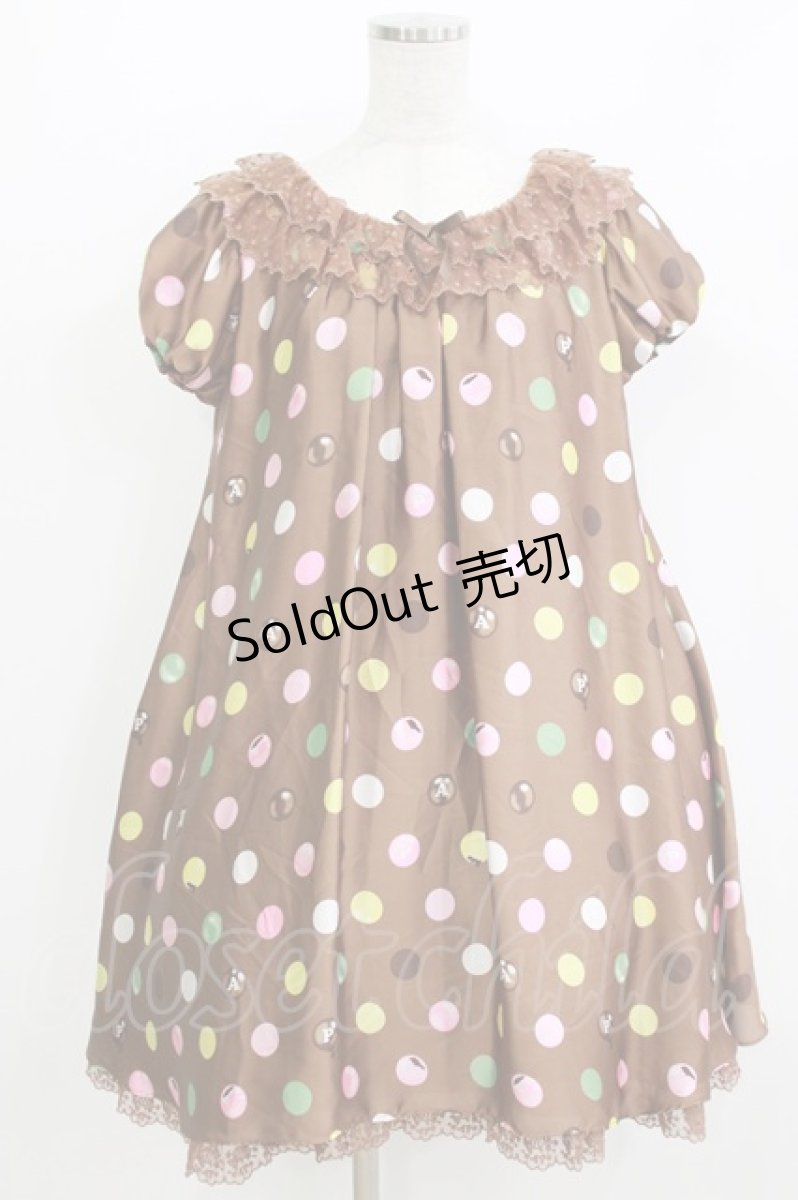 画像1: Angelic Pretty / ポルカドットチョコレートワンピース Free ブラウン H-26-05-22-028-AP-OP-NS-ZH (1)