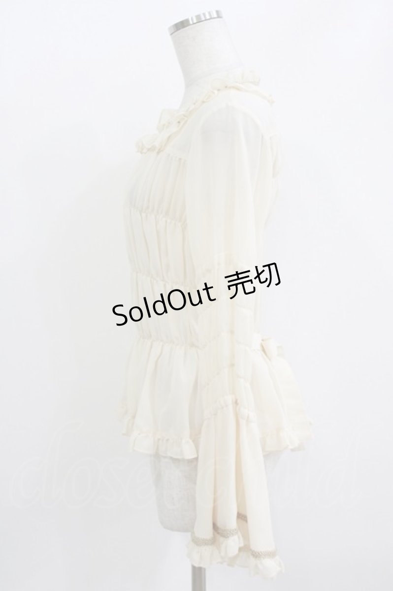 画像2: metamorphose / シフォンギャザーラッパ袖ブラウス Free 生成り H-26-05-22-051-ME-BL-NS-ZH (2)