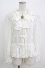 画像1: metamorphose / スクエアあきリボンブラウス Free 白 H-26-05-22-052-ME-BL-NS-ZH (1)