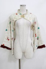 画像1: metamorphose / 春告げ鳥の恋うらら着物袖ボレロ Free オフ白/ボルドー H-26-05-22-057-ME-TS-NS-ZH (1)