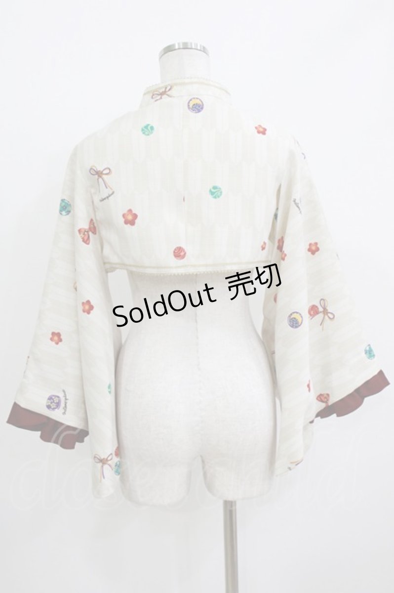 画像2: metamorphose / 春告げ鳥の恋うらら着物袖ボレロ Free オフ白/ボルドー H-26-05-22-057-ME-TS-NS-ZH (2)