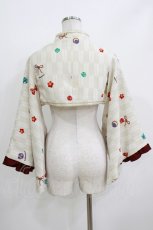 画像2: metamorphose / 春告げ鳥の恋うらら着物袖ボレロ Free オフ白/ボルドー H-26-05-22-057-ME-TS-NS-ZH (2)