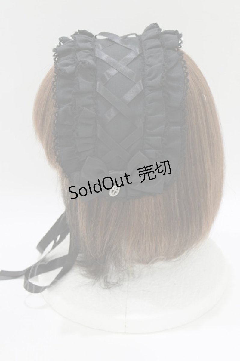 画像2: metamorphose / レースアップフリルヘッドドレス  ブラック H-26-05-22-074-ME-AC-NS-ZH (2)
