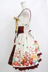 画像2: metamorphose / 春告げ鳥の恋うららプリーツジャンパースカート Free オフ白/ボルドー H-26-05-22-008-ME-OP-NS-ZH (2)