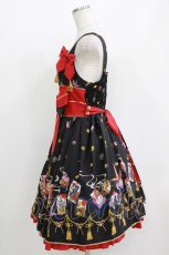 画像2: metamorphose / こい恋花かるたタックジャンパースカート Free ブラック H-26-05-22-009-ME-OP-NS-ZH (2)