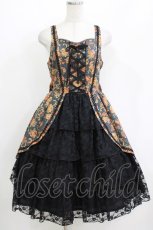 画像1: metamorphose / ゴブラン風くまちゃんレースアップフリルジャンパースカート サイズ1 ブラック H-26-05-22-002-ME-OP-NS-ZH (1)