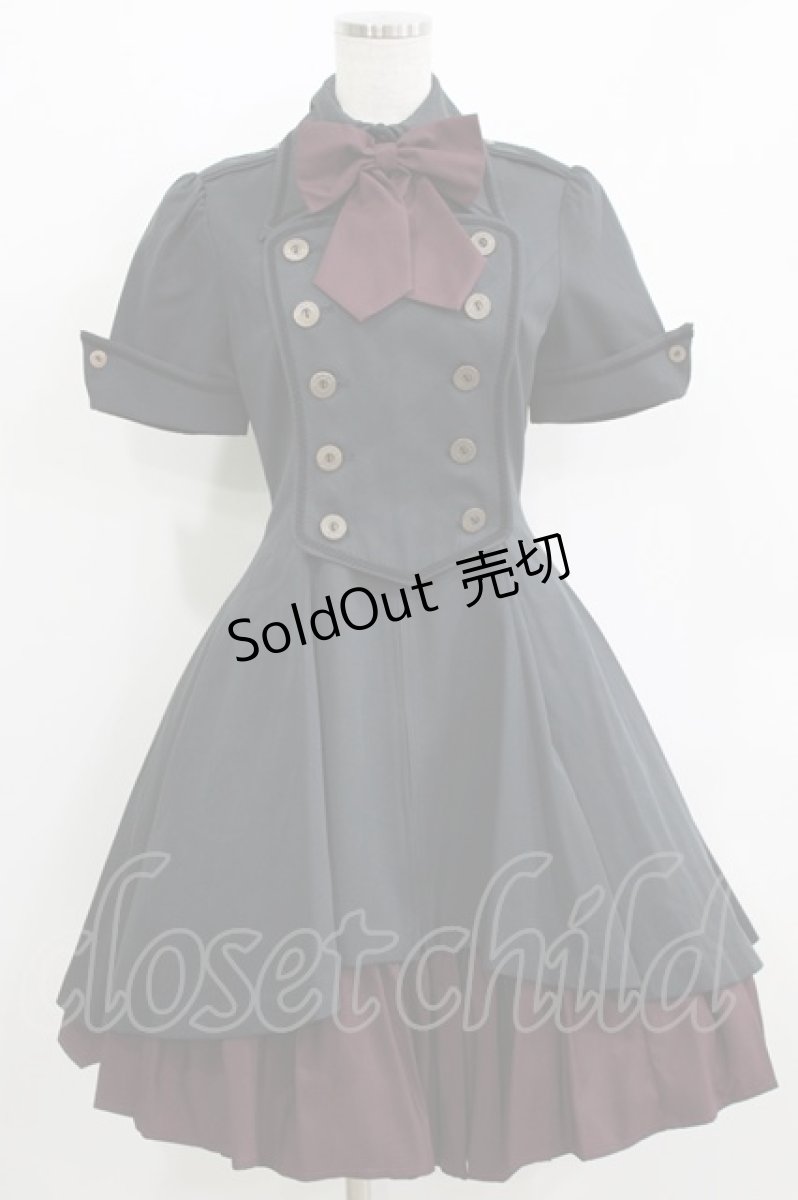 画像1: ATELIER BOZ / メイファススカート付ジャケットワンピース  ブラック×ボルドー H-26-05-23-001-EL-OP-KB-ZH (1)