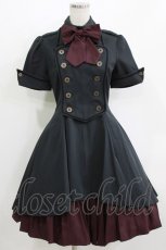 画像1: ATELIER BOZ / メイファススカート付ジャケットワンピース  ブラック×ボルドー H-26-05-23-001-EL-OP-KB-ZH (1)