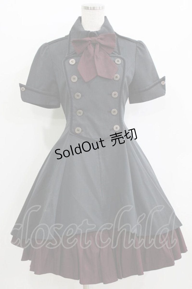 画像1: ATELIER BOZ / メイファススカート付ジャケットワンピース  ブラック×ボルドー H-26-05-23-003-EL-OP-KB-ZH (1)
