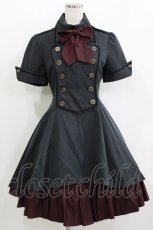 画像1: ATELIER BOZ / メイファススカート付ジャケットワンピース  ブラック×ボルドー H-26-05-23-003-EL-OP-KB-ZH (1)