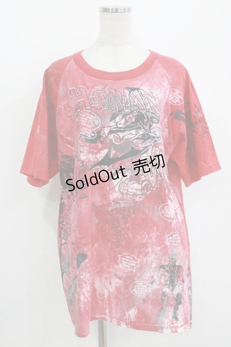 画像1: h.ANARCHY / ダメージカスタムTシャツ  レッド H-26-05-23-033-HN-TO-KB-ZH (1)