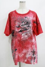 画像1: h.ANARCHY / ダメージカスタムTシャツ  レッド H-26-05-23-033-HN-TO-KB-ZH (1)
