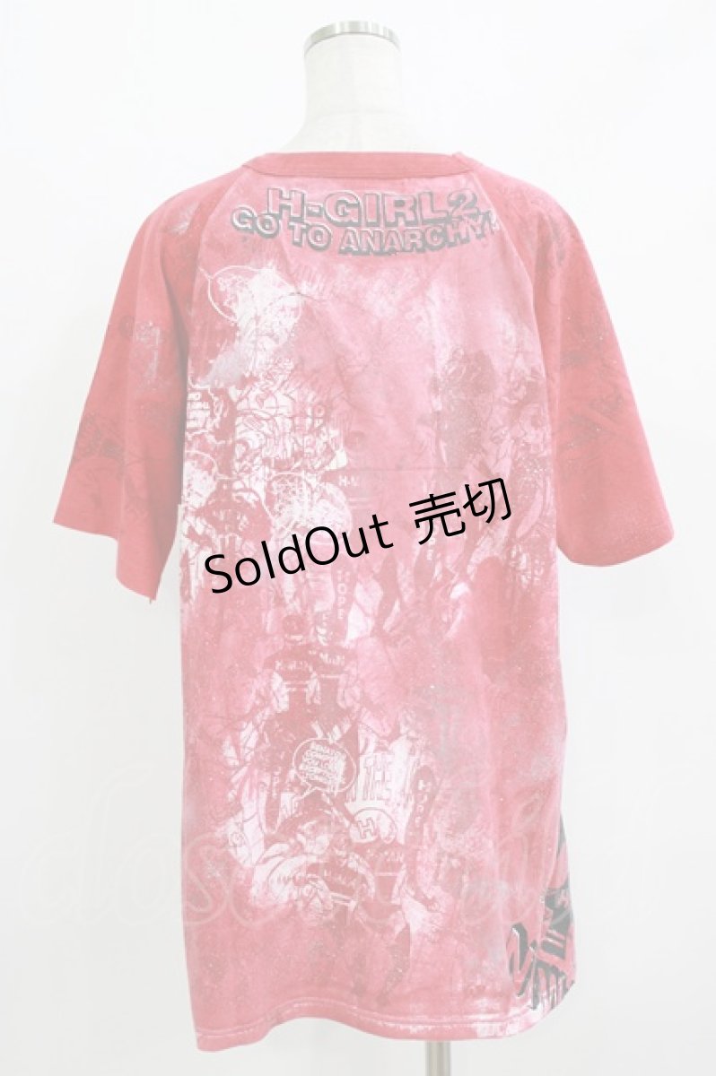 画像3: h.ANARCHY / ダメージカスタムTシャツ  レッド H-26-05-23-033-HN-TO-KB-ZH (3)